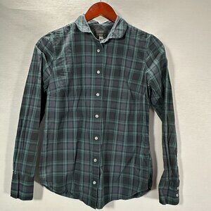 J Crew Perfect Shirt Women 2 Green Plaid Cotton Long Sleeve Button Up Blouse